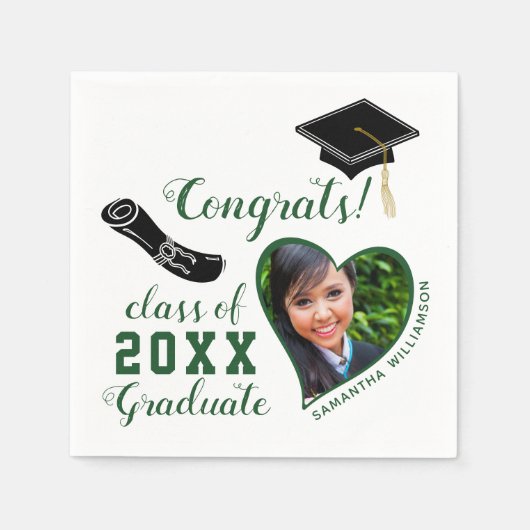 Witte en Groene Klasse van 2025 Congrats Afstudere Servet (Voorkant)