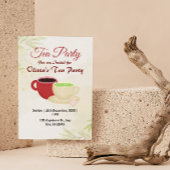 Witte en groene Olivia's Tea Party uitnodiging