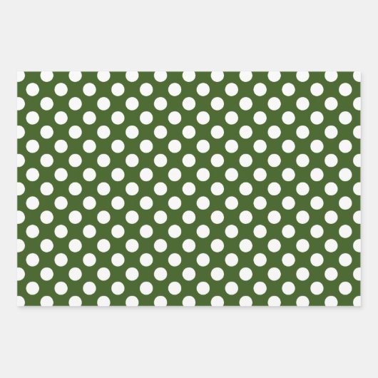 Witte en Groene Polka Dots Inpakpapier Vel (Voorkant 3)