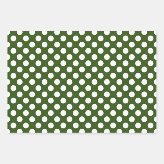 Witte en Groene Polka Dots Inpakpapier Vel (Voorkant 2)