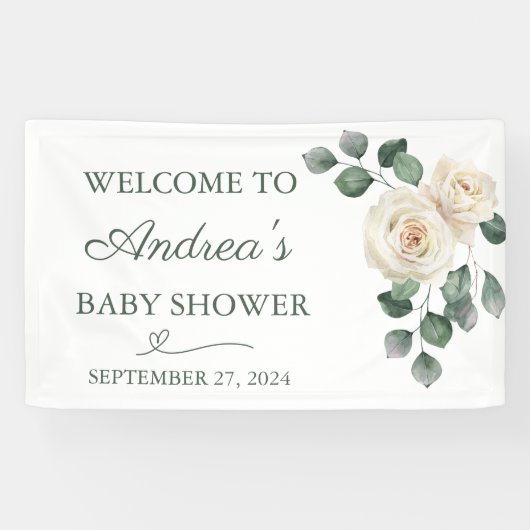 Witte en groene Rozen banner (Horizontaal)