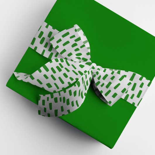 Witte en groene Stippen met snijdsel Grosgrain Lint