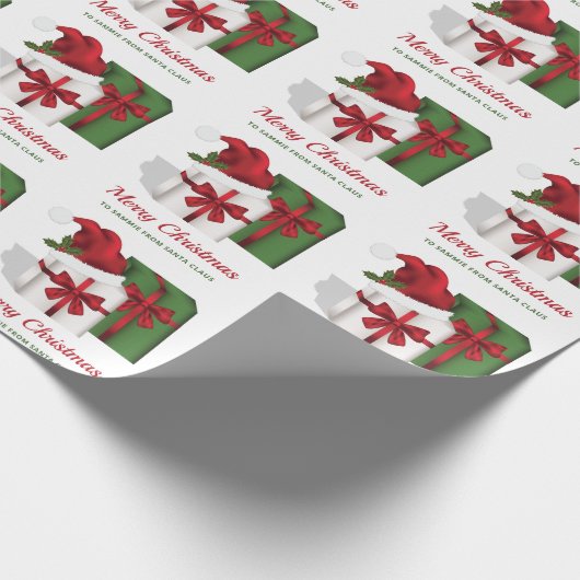 Witte en groene vakken met aangepaste tekst cadeaupapier (Hoek)