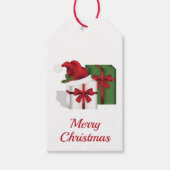 Witte en groene wasdozen met een kersthat cadeaulabel (Voorkant)