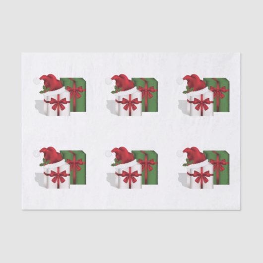 Witte en groene wasdozen met een kersthat tissuepapier (Voorkant)