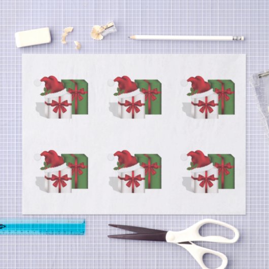 Witte en groene wasdozen met een kersthat tissuepapier (Craft)