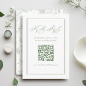 Witte en Groene Wedding RSVP QR-code Informatiekaartje
