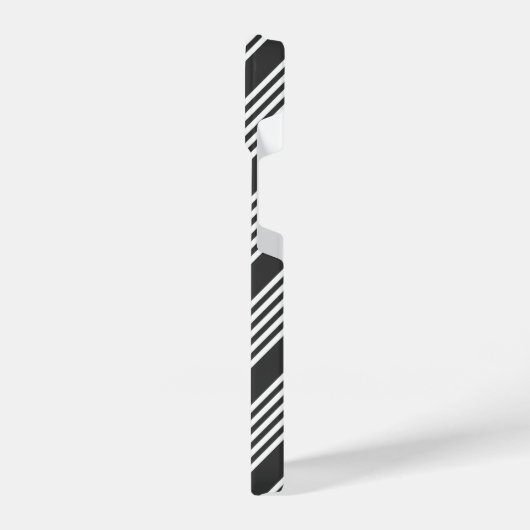 Witte en houtskool vijf strepen patroon iPhone hoesje (Linkerkant)