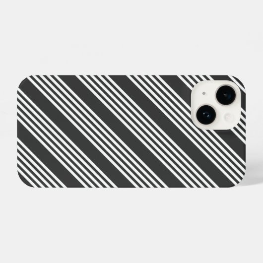Witte en houtskool vijf strepen patroon iPhone hoesje (Achterkant horizontaal)