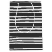 Witte en houtskool vijf strepen patroon medium cadeauzakje (Voorkant)