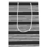 Witte en houtskool vijf strepen patroon medium cadeauzakje (Achterkant)