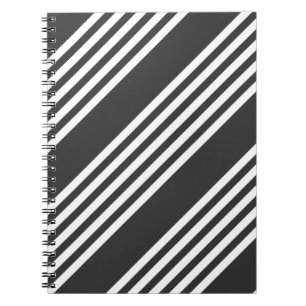 Witte en houtskool vijf strepen patroon notitieboek