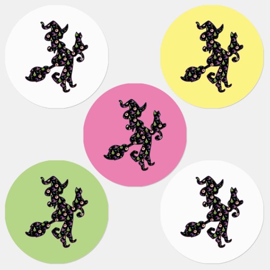 Witte en kat, Halloween Mood Labels (Groep)
