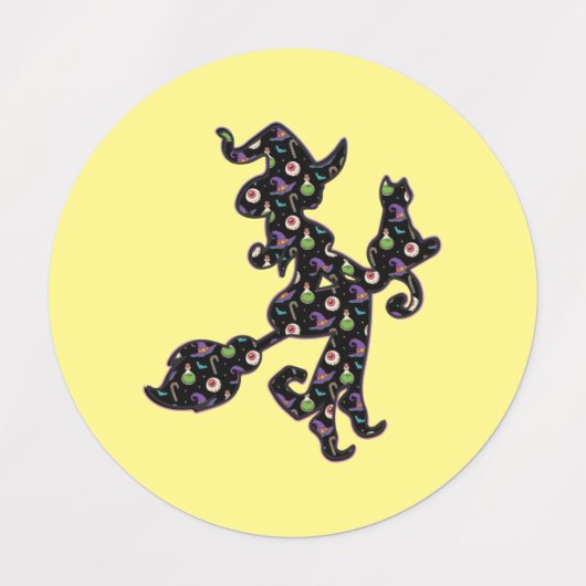 Witte en kat, Halloween Mood Labels (Design 2)