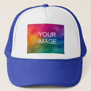 Witte en koninklijke blauwe elegante moderne Sjabl Trucker Pet