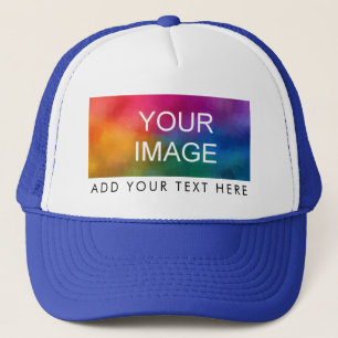 Witte en koninklijke blauwe elegante moderne vrouw trucker pet