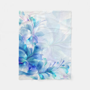 Witte en lichtblauwe Abstracte bloemen Fleece Deken