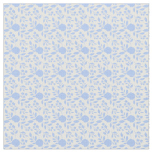Witte en lichte blauwe Floral Stof