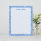 Witte en lichte blauwe glitterstructuur custom briefhoofd (Staand voorkant)
