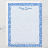 Witte en lichte blauwe glitterstructuur custom briefhoofd (Voorkant / Achterkant)