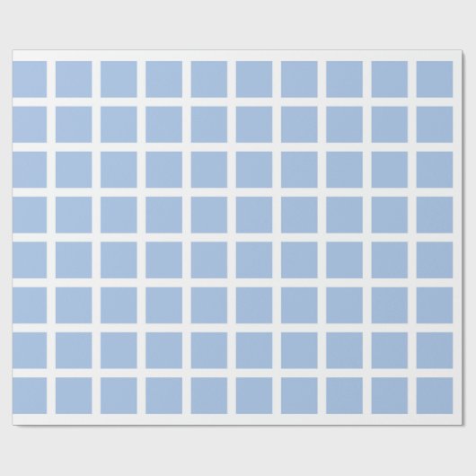 Witte en lichte blauwe vierkantjes Verpakkingspapi Cadeaupapier (Vlak)