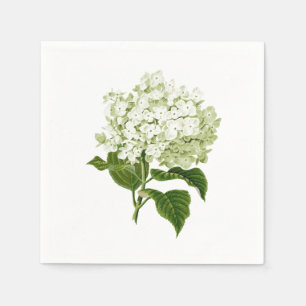 Witte en lichtgroene antieke hortensia bloem servet