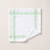 Witte en lichtgroene gestreepte aangepaste Initial Bad Handdoek (Wasdoekje)