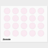 Witte en lichtroze strepen. ronde sticker (Vel)