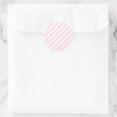Witte en lichtroze strepen. ronde sticker (Tas)