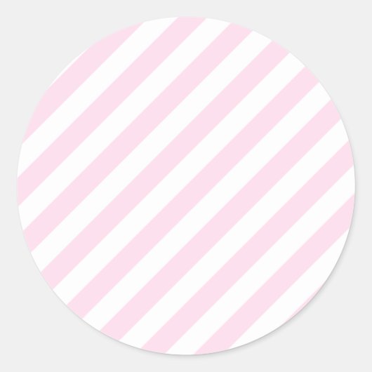 Witte en lichtroze strepen. ronde sticker (Voorkant)