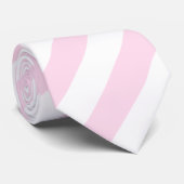 Witte en lichtroze strepen. stropdas (Opgerold)