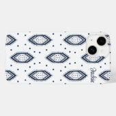 Witte en marine blauwe zeshoek patroon Case-Mate iPhone case (Achterkant (horizontaal))