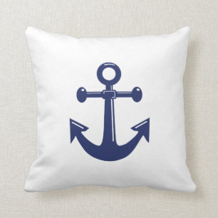 Witte en marineblauwe nautische trouwkussens kussen