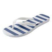 Witte en marineblauwe strepen teenslippers (Schuin)