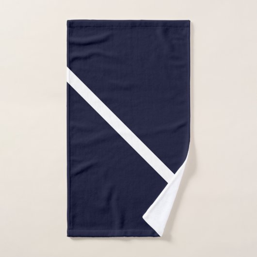 Witte en marinemonogram bruiloft Gift Bath Towel S Bad Handdoek (Handdoek)