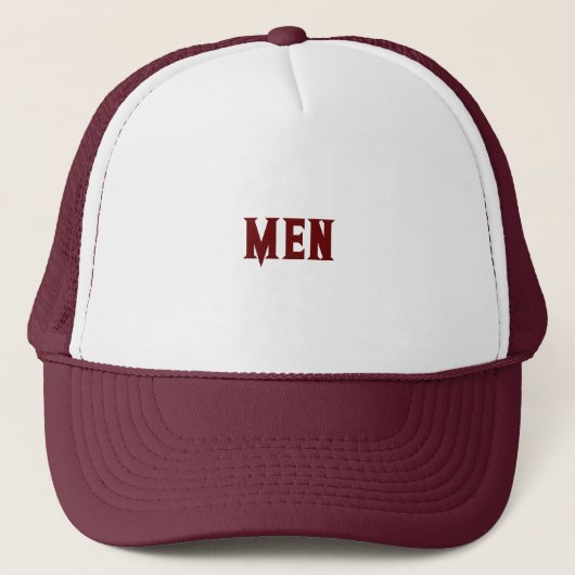 Witte en Maroon MANNEN Tekst met Knappe Cool Manne Trucker Pet (Voorkant)