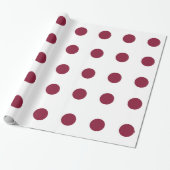 Witte en maroon Polka Dot Wrapping Paper Cadeaupapier (Uitgerold)