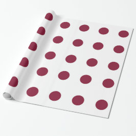 Witte en maroon Polka Dot Wrapping Paper Cadeaupapier