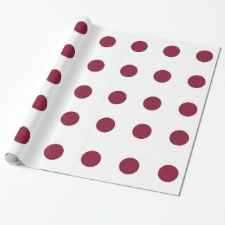 Witte en maroon Polka Dot Wrapping Paper Cadeaupapier