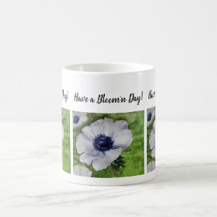 Witte en Navy Waterverf Flower Koffiemok