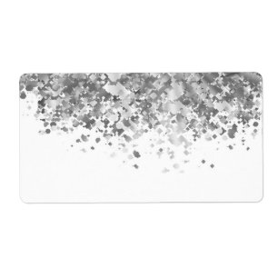 Witte en nepglitter op maat etiket