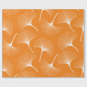 Witte en oranje abstracte bladeren cadeaupapier (Vlak)