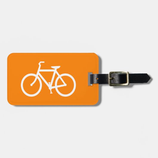 Witte en oranje fiets bagagelabel (Voorkant horizontaal)