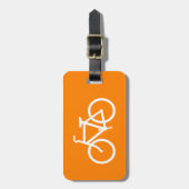 Witte en oranje fiets bagagelabel (Voorkant verticaal)