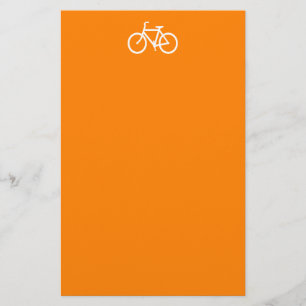 Witte en oranje fiets briefpapier