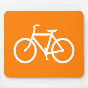 Witte en oranje fiets muismat