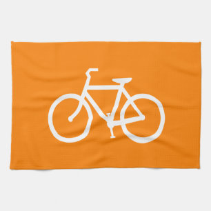 Witte en oranje fiets theedoek