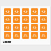 Witte en oranje fiets vierkante sticker (Vel)
