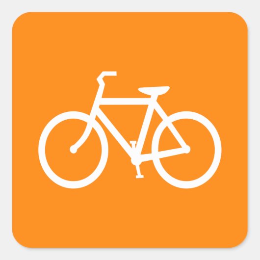 Witte en oranje fiets vierkante sticker (Voorkant)
