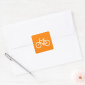 Witte en oranje fiets vierkante sticker (Envelop)